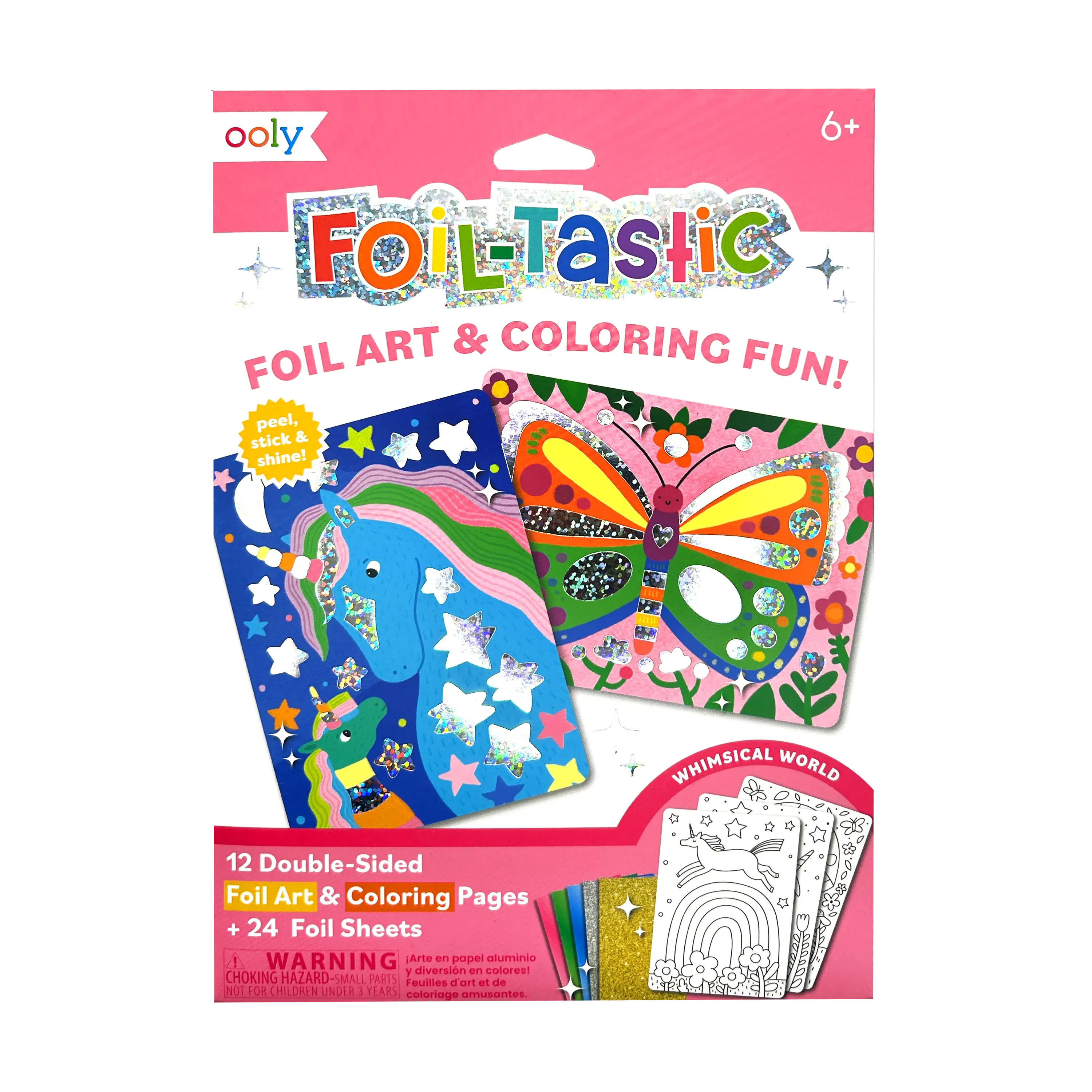 Foil-tastic Foil Art & Coloring Set - Whimsical World - 12 Pages 24 Foil Sheets