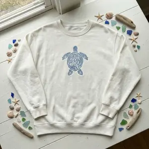 Sea Turtle Embroidered Sweatshirt, Ocean Lover Coastal Crewneck, Minimalist Beach Aesthetic Sweater, Nautical Sea Life Pullover, Soft Cozy Cotton Fleece, Summer Beach Outfit, Gift for Ocean Lovers, Coastal Streetwear TikTok Trend