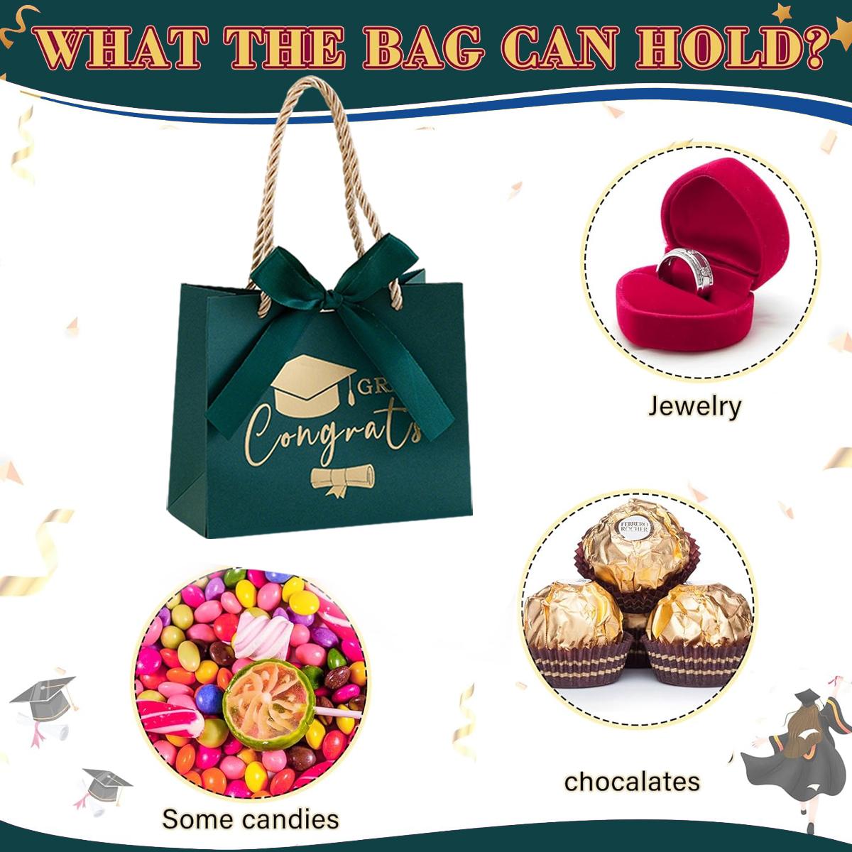 Gifts for her/him, 5-themed gift boxes with handles and ribbons, perfect for graduation parties, candy bags, goodie bags