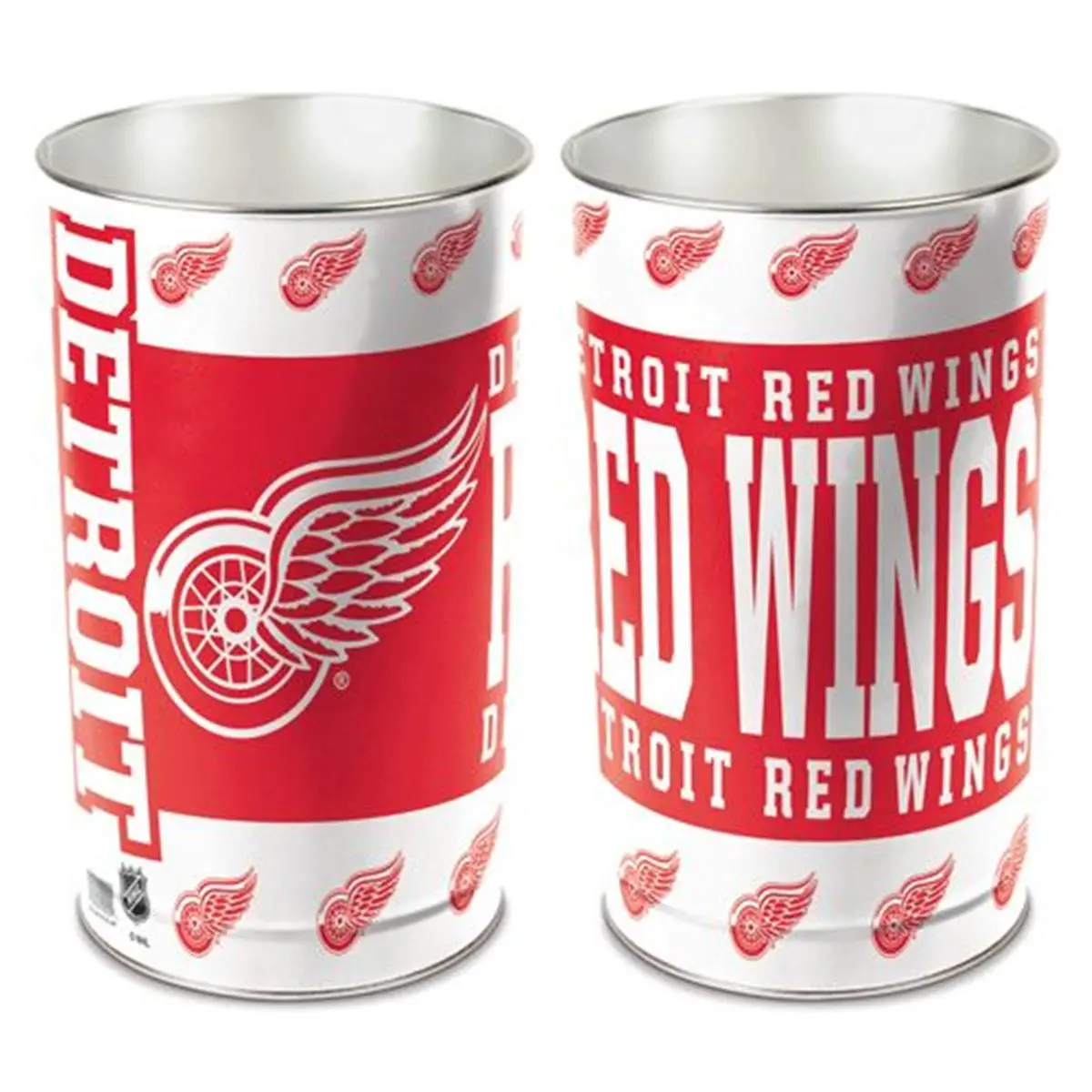 212 MAIN Metal Room Wastebasket, 15 in, Bright Colors, Detroit Logo, Graphic Print, Tapered Top