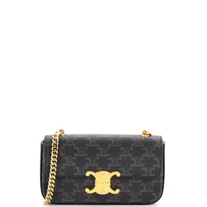 Pre-owned Celine Canvas Coated Shoulder Bags Triomphe Chain Shoulder Bag Triomphe Coated Canvas Small by Rebag