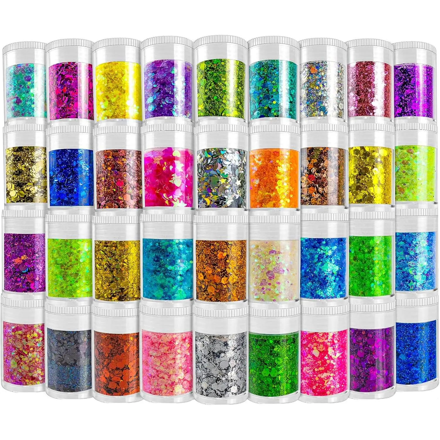 Multicolored Chunky & Fine Glitter Mix, 36 Colors Chunky Sequins &  Mix - Iridescent  Glitter Flakes for  Art, , , Eyes & Crafts