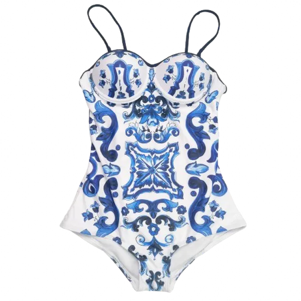 Azure Tile One-Piece Swimsuit