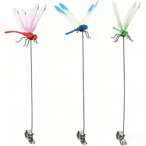 3PCS 3D Dragonfly Garden Stakes - Hummingbird Stakes, Deer & Horse Fly Deterrent, Indoor & Outdoor Multi-Function Garden Decor
