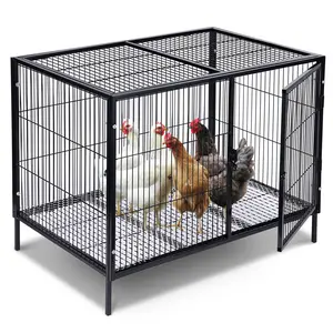 All-in-One Poultry Villa & Sturdy Dog Fence with Top, Corrosion-Resistant Metal Plate, Safety Lock Door & Perforated Floor, 31.5in×23.6in×19.7in, for Small Animals, Dogs, Cats, Chickens, Ducks, Geese, Rabbits