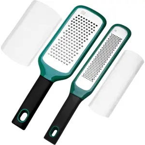 Zester & Cheese Grater Set of 2 - Kitchen Handheld Grater Tool for Cheese, Garlic, Ginger, Nutmeg, , Fruits - Razor  Stainless Steel  with Protective Cover