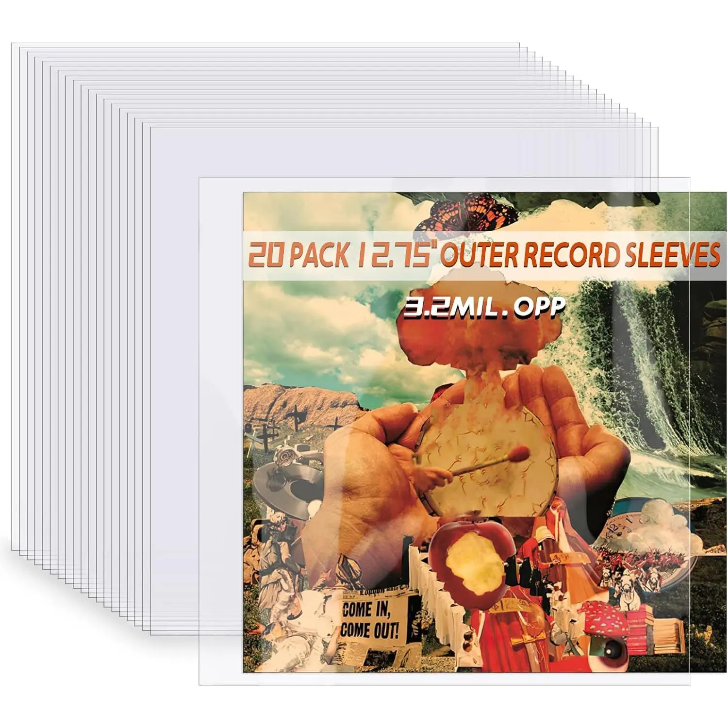 20 Clear 12" LP Outer Vinyl Record Sleeves, 12.75" x 12.75", 3.2 Mil Protective Album Covers for Single & Double Vinyl Records