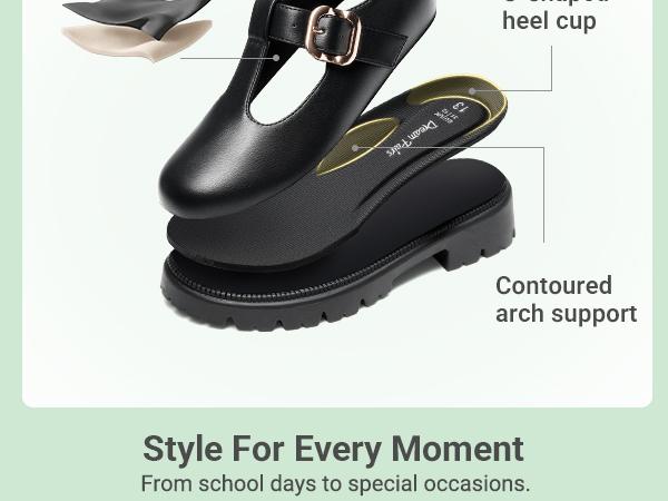 DREAM PAIRS Girls Mary Jane Dress Shoes School Uniform T-Strap Loafers Platform Chunky Heel Closed Toe Flats Back to School