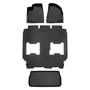 SMARTLINER 4 Rows Custom Fit Floor Liners Compatible with 2021 - 2024 Chrysler Pacifica (Hybrid | Fits Pinnacle & Limited | Trimline for vehicles with Ultra Console on 1st Row )