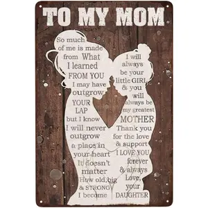 To My Mom Vintage Metal Tin Sign Gift for Mom - from Daughter Birthday Gift for Mom Mother's Day Print Wall Art Novelty Tin Metal Sign Plaque Bar Vintage Home Bedroom Decor Poster