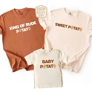 Matching Thanksgiving Shirt, Funny Couple Shirt, Sweet Potato, Kind Of Rude Potato, Fall Season Husband Wife Gift, Matching Family Potato