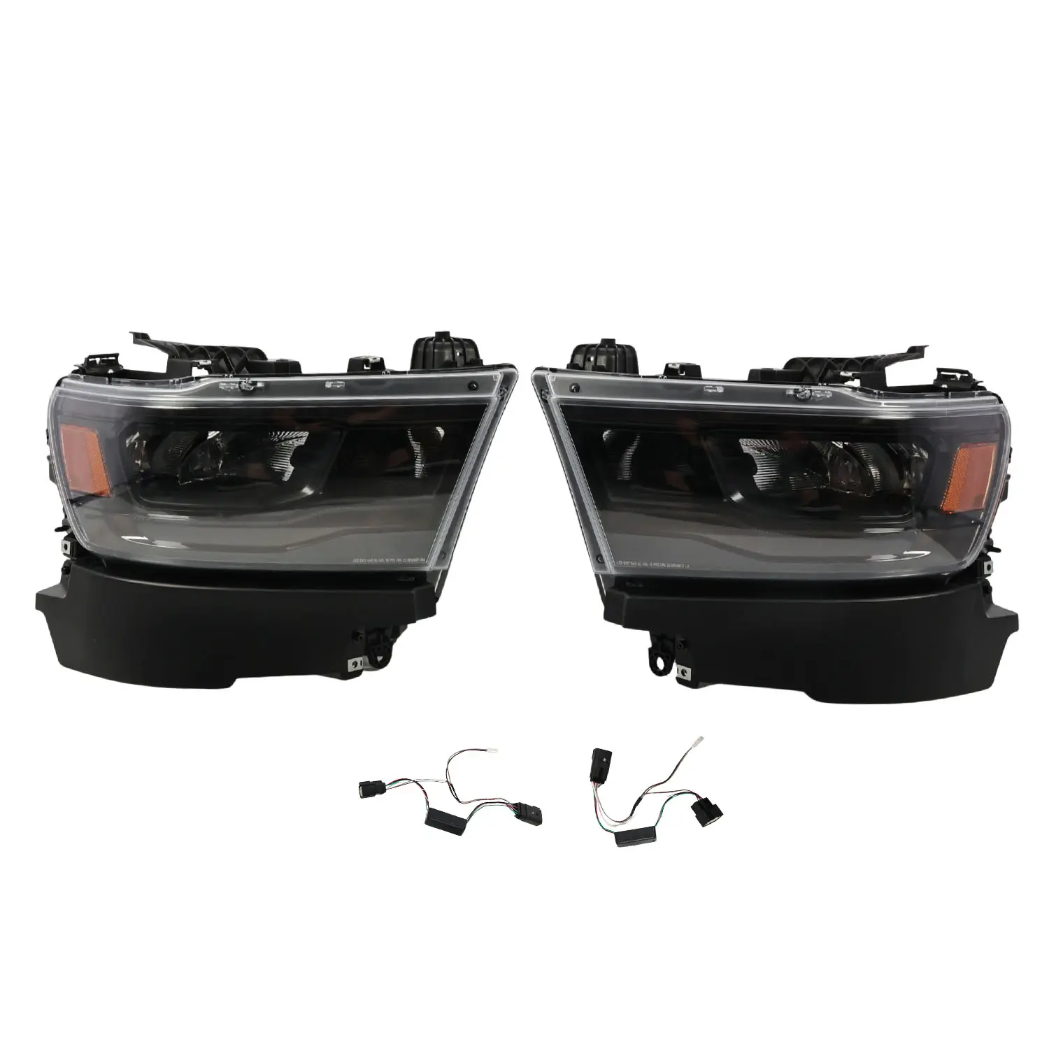 Nakkaa Halogen-to-Full LED Upgrade Headlights, Smoked & Black Polycarbonate Reflector, Low High Beam, 1 Pair Set Fit For 2019-2024 Dodge Ram 1500 Left & Right For Night Driving, Plug-N-Play