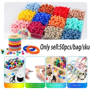 50 pieces of 12mm silicone flat beads, assorted colors, silicone abacus beads, silicone spacer beads, suitable for DIY accessories like bracelets, necklaces, and phone charms, Bead Assortment, Beading Accessories, DIY Mix Beads