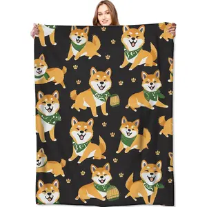 Lovely Dogs Throw Blanket, Thin Cozy Blanket for Shiba Inu Lovers, Gifts for Friends, Couch Bed Car Home Camping All Season Pink Satin Ruffle Bedding Set Luxury Hypoallergenic Marshmallow Comforter