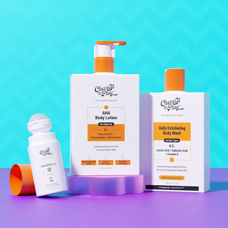 Exfoliating Trio - Exf Body Wash 236ml + AHA Body Lotion + Roll On Aqua