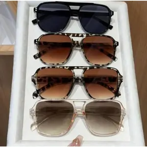 4-Pack Unisex Y2K Polarized Aviator Sunglasses - Vintage Square Lightweight Daily/Outdoor Shades