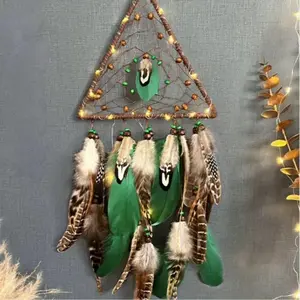 "Triangle Dream Catcher Wind Chime – Creative Handcrafted Decor" Gift Hanging