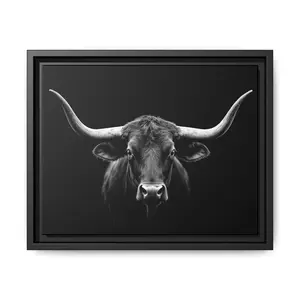 Bucking Bull: Midnight Edition – Framed Negative Space Western Canvas