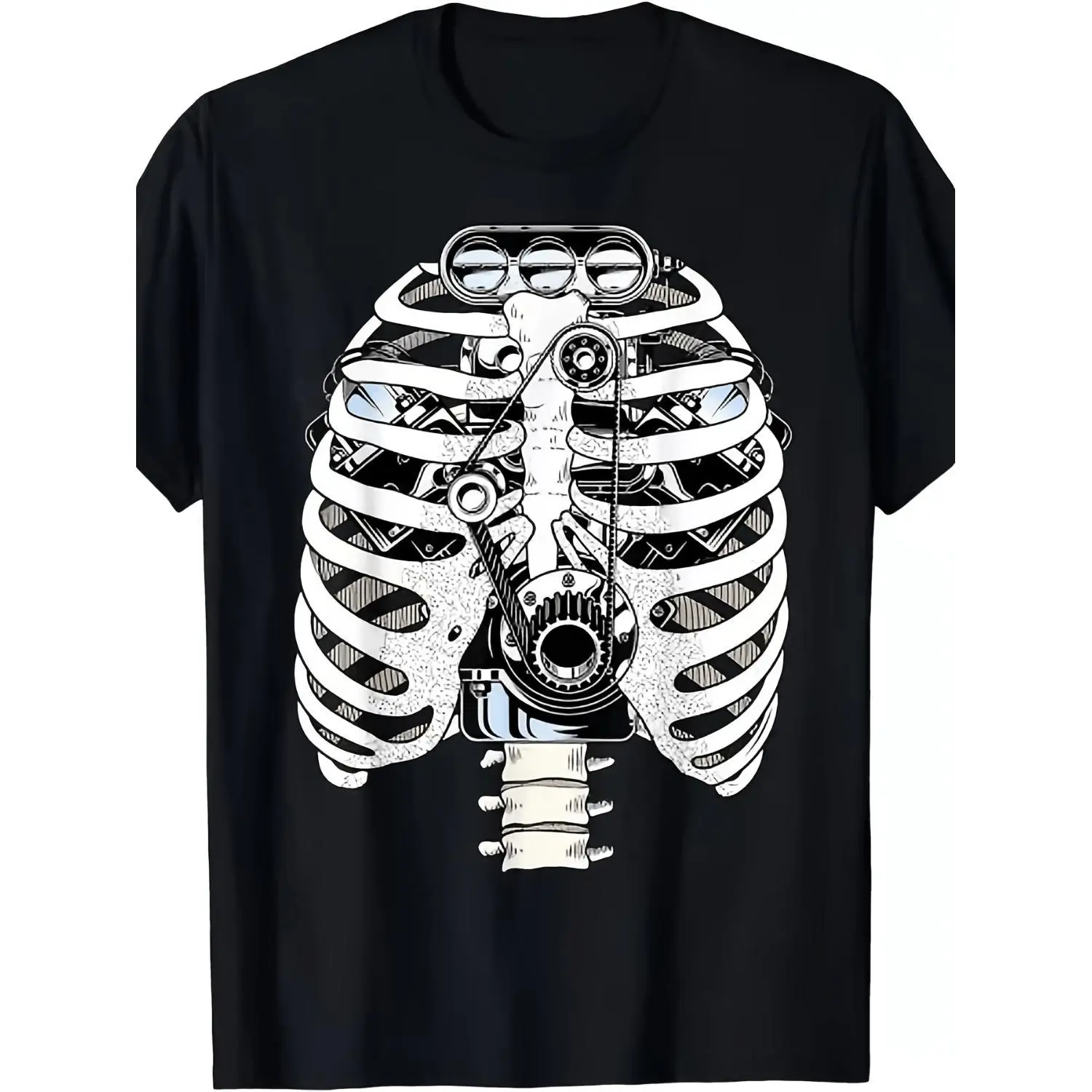 Mechanic And Automotive Engineer Skeleton Mechanics Inspired Matching T shirts For Men And Women Sporty Fitted Casual Breathable Men's Sports Shirt Ideal For Daily Street Wear Training Running And Fitness