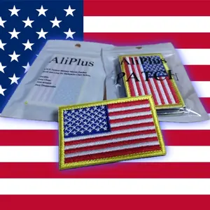 2 PCS AliPlus America US Flag Patches Embroidered Tactical Military Morale Patch