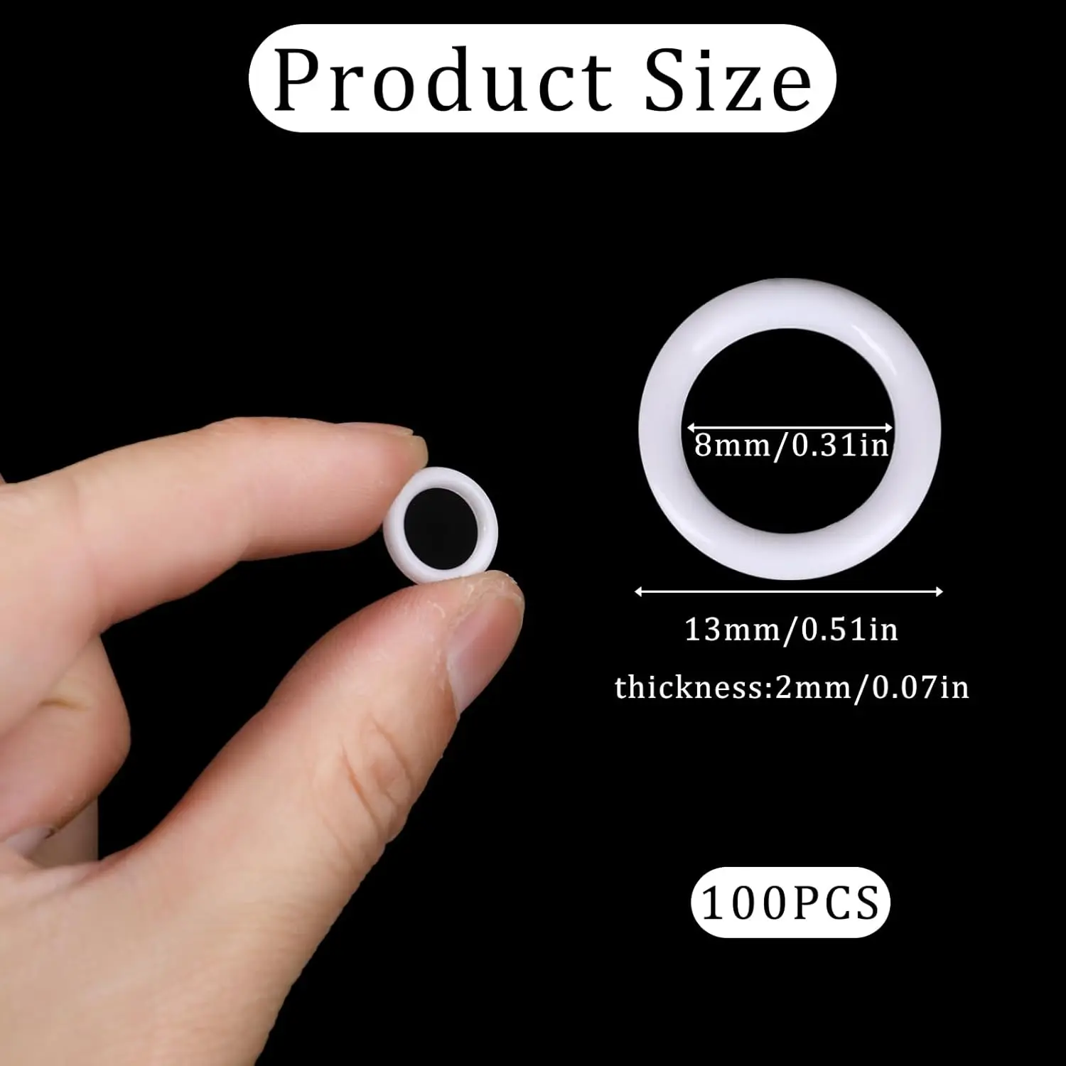 100 Pieces Roman Blind Curtain Rings - White Plastic O-Rings for Roman Shades & Cafe Curtains