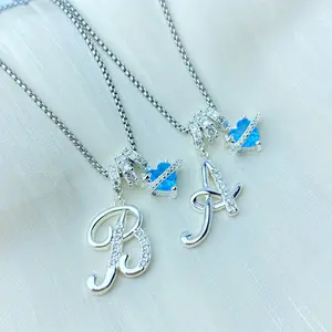 Hot-Selling Dopamine 26 English Alphabet Necklace for Girls, Light Luxury Niche High-End Pinyin  bold and bright jewelry