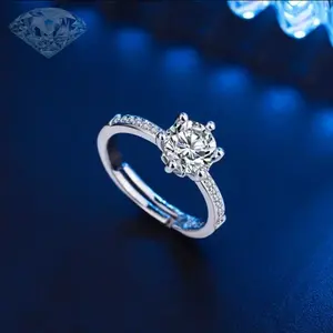 2025 Light Luxury Starlight Six-Paw Wedding Ring Proposal Engagement Ring Beautiful Box Packaging