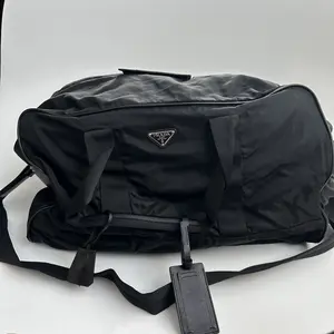 Pre-owned PRADA Nylon luggage Black duffle bag with shoulder strap