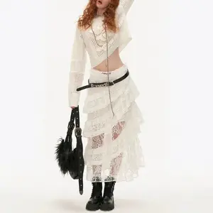 Forever 18 Patchwork Retro Lace Tiered Skirt Womenswear