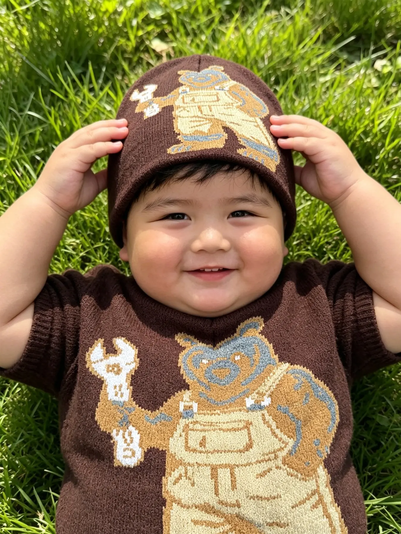 Cute Cartoon Bear Knit Cold Hat, Woolen Cap for Autumn Winter, Warm Outdoor Commuter Beanie, Versatile Fashion Accessory