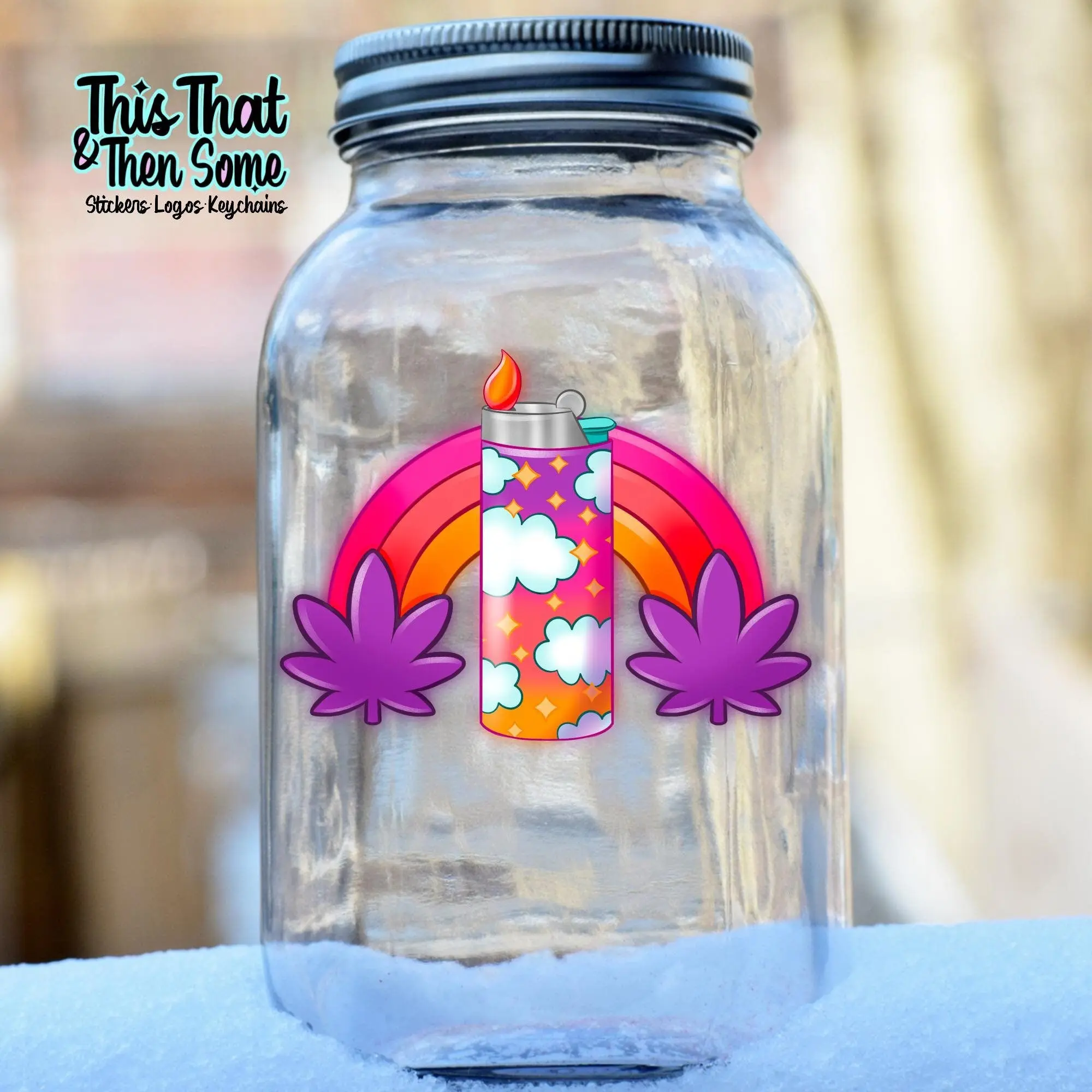 Holo Girly Rainbow Stoner Sticker, Cute Stoner Decal, Gifts for Stoners