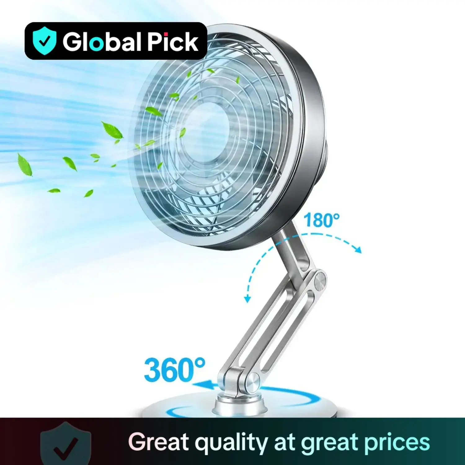 Portable Desk Fan, USB Rechargeable Fan with 3 Speeds Adjustment, Ultra-quiet Fan for Outdoor, Bedroom, Office, Kitchen, Dining Room, Fan for Bedroom