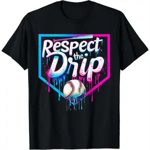 100% Cotton Baseball Drip For Ice Cream Drip  Baseball T-Shirt for men and women