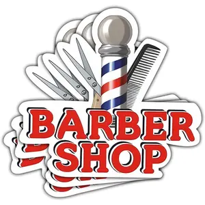 COMBO 3 PCS Barbershop Sticker, Barber Sticker Decal, Pole Barber, Barber Accessories for Hairsalon - Stickers for Laptop Water Bottle Phone Helmet