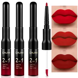 3Pcs Deep Dark Red Lip Stain Paint Matte Lip Liner and Lipstick Set Long Lasting Smudge Proof labiales mate larga duracion listip 24 hours a prueba de agua mate 24 horas originales