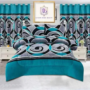 7 piece sheet set in bag with curtains, king size comforter set, soft fabric