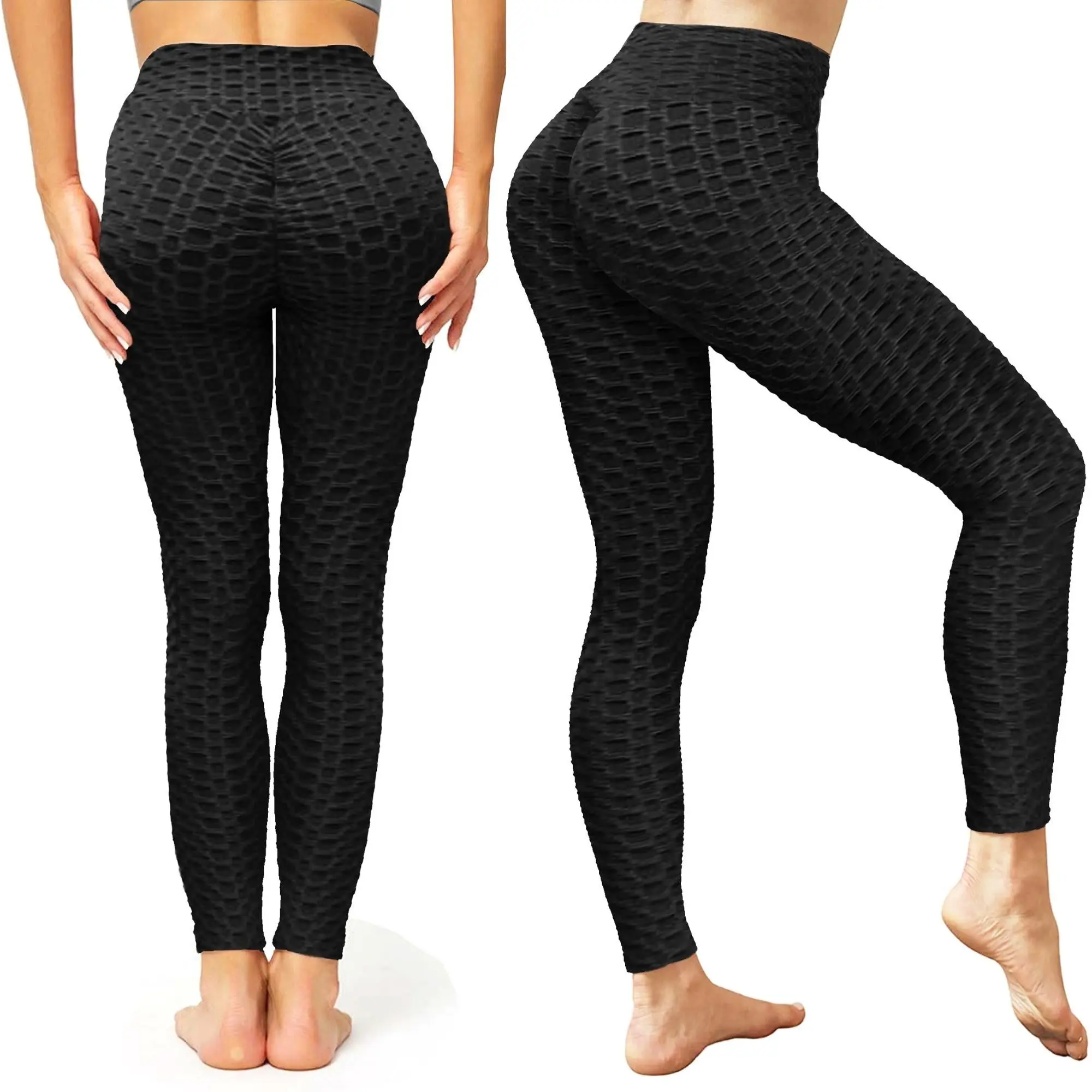 Women's High-Waist Seamless Ruched Long Leggings - Synthetics, Fitted Tummy Control Tights, Fitness Sports Pants for Yoga, Refer to Sizing Chart, Tight Fitness Pants, Elastic Waistband, Seamless Cut