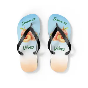Summer Vibes PEACHes Flip Flops summer slip ons Comfortable Slip-Ons with Cushioned Footbed Textured bottom Multiple Sizes Available Footwear Shoe Girl Women Sandal Walking Shoes Beige Design