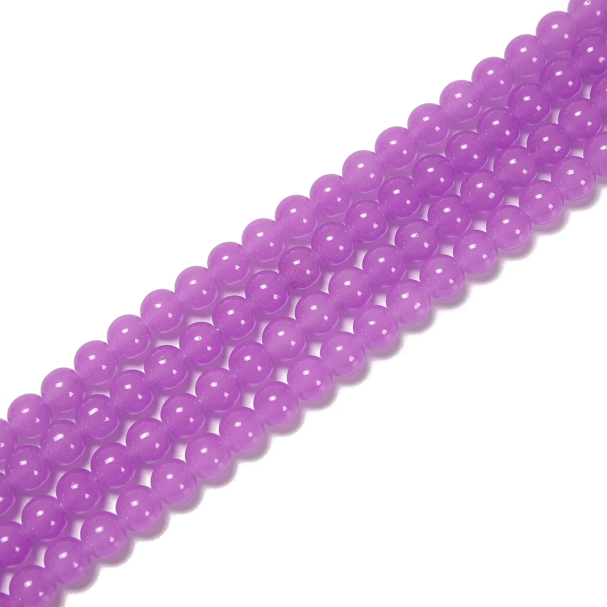 Jelly Purple Crystal Glass Smooth Round Beads 6mm 8mm 10mm 15.5" Strand Gemstone Loose Beads for Jewelry Making Craft Bead for DIY Bracelet Necelace