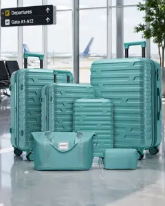 Fahuac 6-Piece Durable Anti-Theft TSA-Proof Hard-Shell Luggage Set with Duffel Bag, Expandable 4-Wheel Spinner Suitcases, TSA Lock, Misty Blue Travel Luggage, Tsa-Proof Luggage Sets, Anti-Theft Luggage Sets