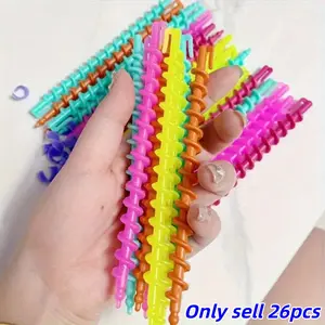 26-Piece Mixed Color Spiral Curling Iron Set, Heat Resistant Plastic Hair Rollers for Salon & Home Use, DIY Hairstyling Essentials, Heatless Hair Curlers