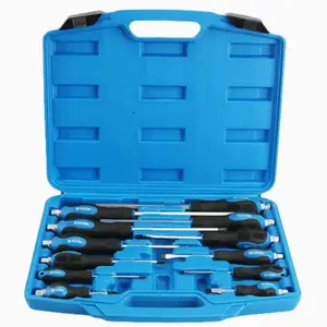 Magnetic Screwdriver Set 12 PCS with Blacktips, 6 Phillips and 6 Flat Head Screwdriverswith Go-Thru Steel Blades, High Torque forFastening and Loosening