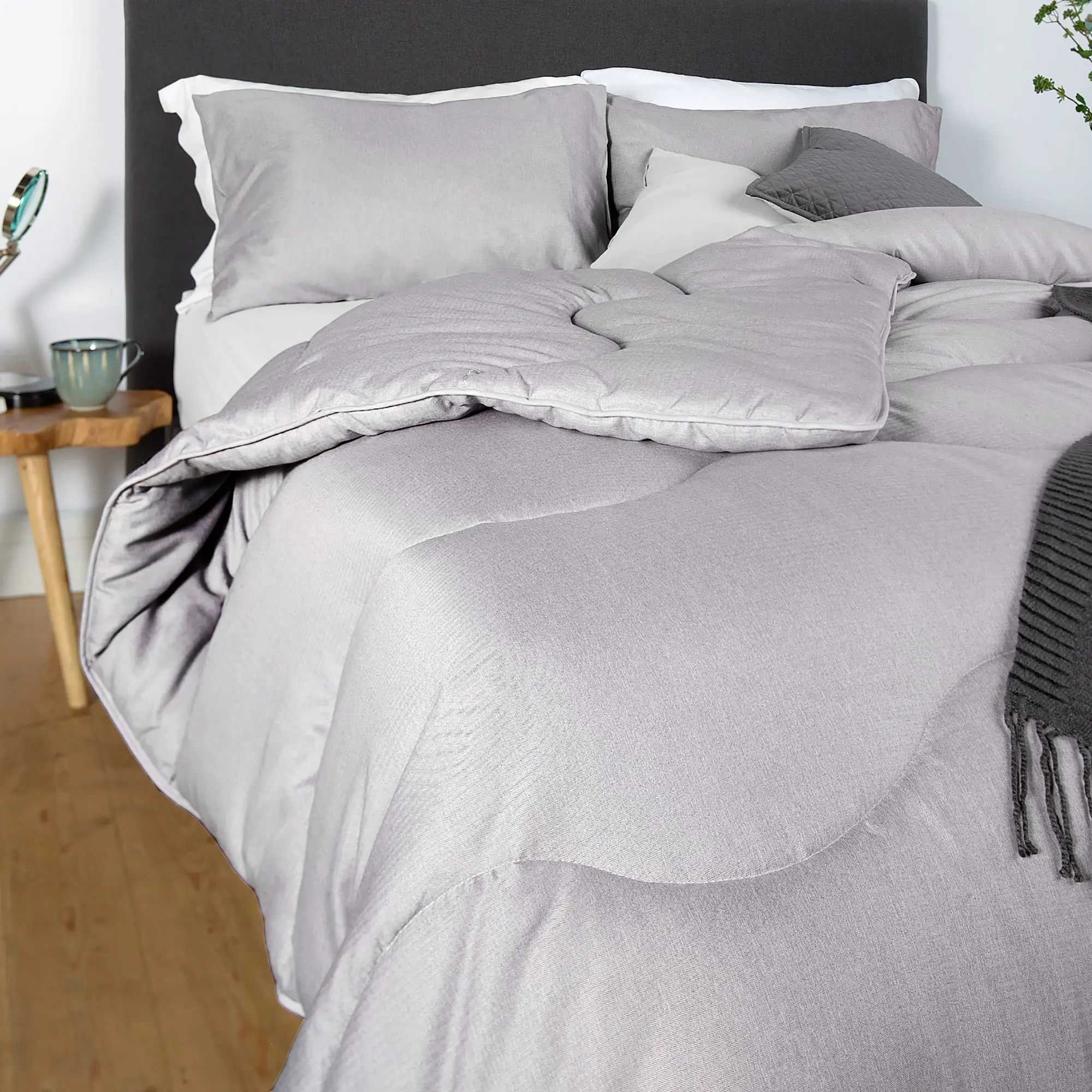 Storm Gray Herringbone All-In-One Comforter