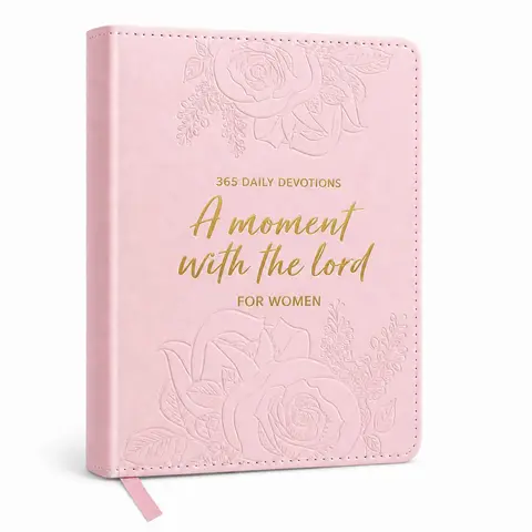 A Moment With The Lord For Women ,Women's 365-Day English Study Bible, Full Color Embossed Faux Leather Hard Cover, Daily Devotional Prayer Journal, Christian Gift for Her