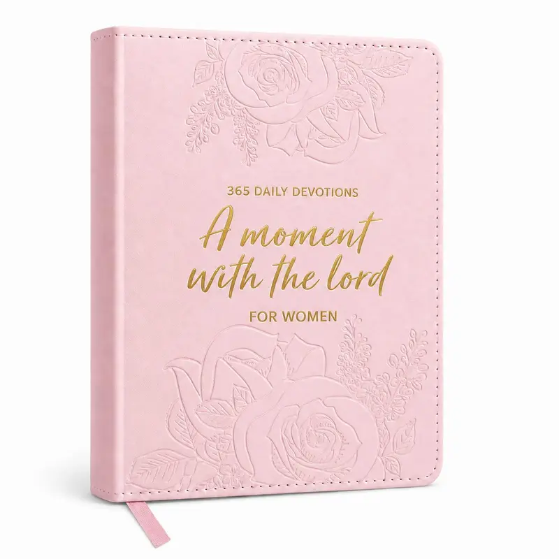A Moment With The Lord For Women ,Women's 365-Day English Study Bible, Full Color Embossed Faux Leather Hard Cover, Daily Devotional Prayer Journal, Christian Gift for Her