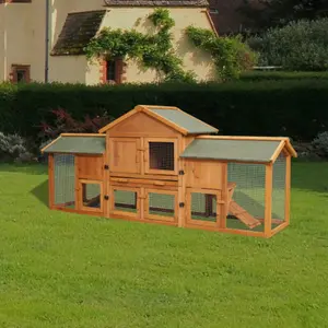 Extra Large Bunny Cage with Runs House Small Animal Habitats Two Tier Waterproof Roof Pet Supplies Cottage Poultry Pen Enclosure