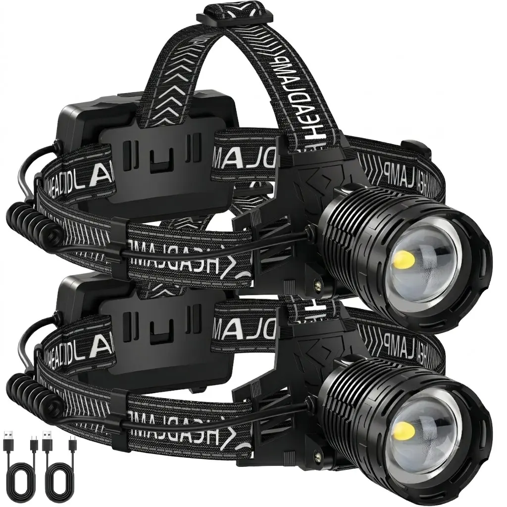 NextQube Rechargeable Headlamp(1PCS) , Bright Head Lamp, 90°Angle Head Lights for Forehead, Adjustable Focus Headlight, 4Mode LED Headlamp Rechargeable, Headlamps for Adults Hard Hat Camping Hiking