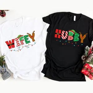 Matching Christmas Wife and Husband T-shirt Soft Cotton Unisex Festive Tee for Couples Family Xmas Gift