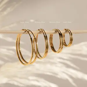 Thin Hoops Set by Caitlyn Minimalist - Set of 4: 18K Gold Plated Endless Hoop Earrings - Everyday Stacking Earrings - Minimalist Jewelry - Gift for Her