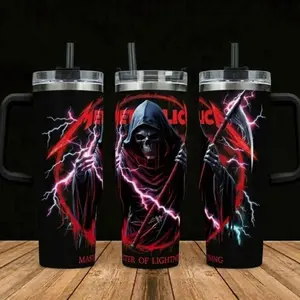 Lightning Skull Tumbler, Rock Music Art, 20oz/40oz Tumbler, Master of Lightning Design, Gift For Fans